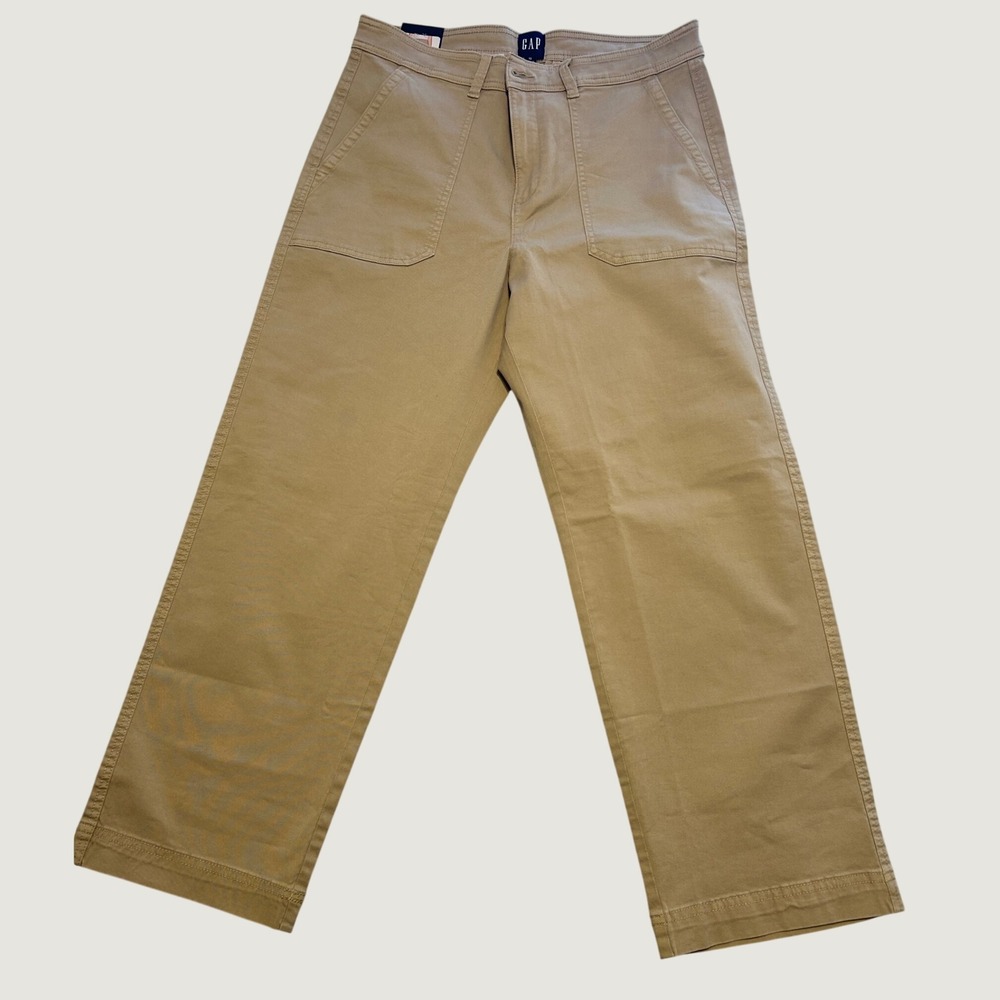 GAP Ankle Trouser Women Size 12 Tan New Straight Leg Khaki Pants 1971848